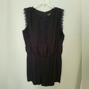 LOFT Women Lace Sleeveless Black Romper Shorts Black Medium One‎ Piece